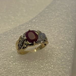 Ruby ring in 10k yellow/white gold